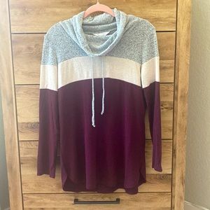 Market & Spruce - Cameron Cowl Neck Brushed Knit Top - Burgundy - Medium